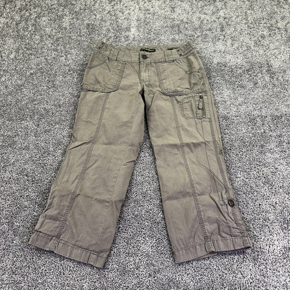 Eddie Bauer Pants Womens 2 Brown Cargo Crop Twill Casual Pockets Travel